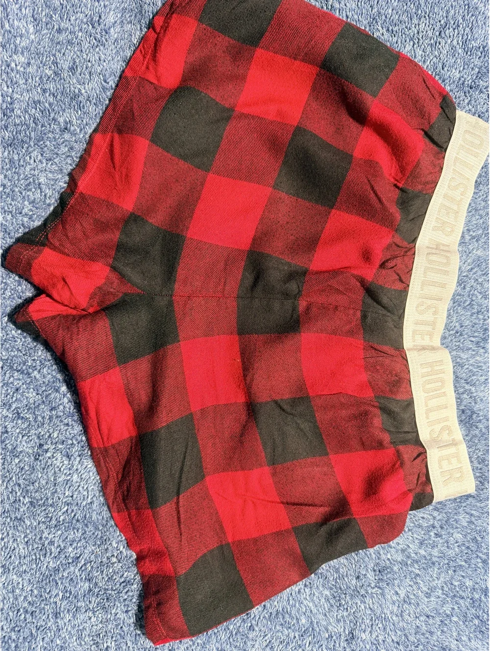 Hollister Red and Black Plaid Sleep Shorts Size S